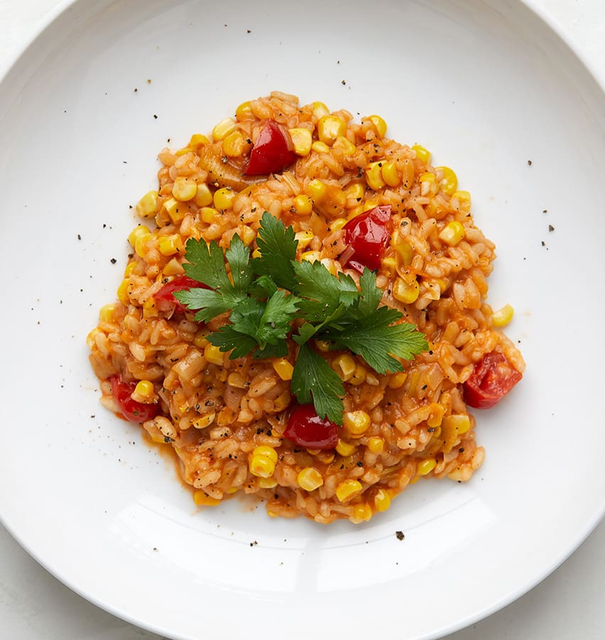 sherry tomato risotto